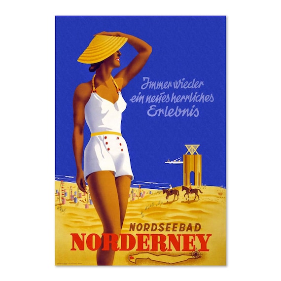 1930 Germany Norderney Island Vintage Style German Travel Poster Classic Collection Art Print For Gifts And Wall Art Dcor