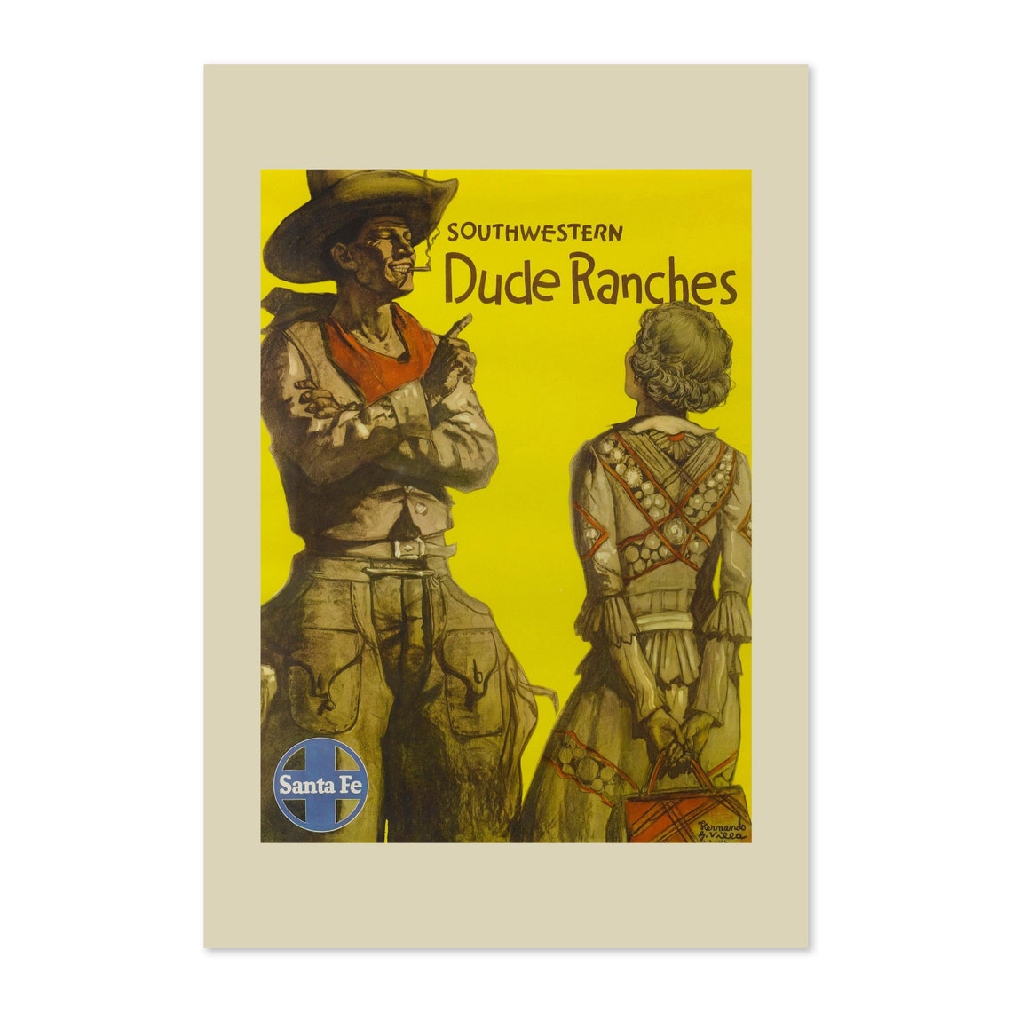 Santa Fe Southwestern Dude Ranches Vintage Railway Decor Wall Art