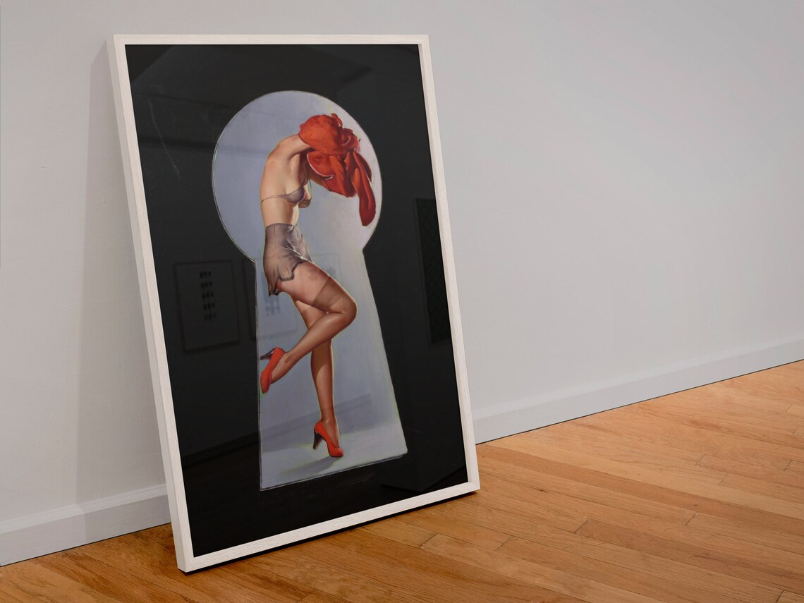 Keyhole Peek Lingerie Beauty Vintage Cheesecake Pin Up Poster - Image 4