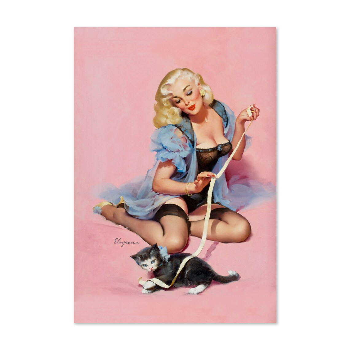 Purrrty Pair Vintage Style Pin Up Girl Art Print