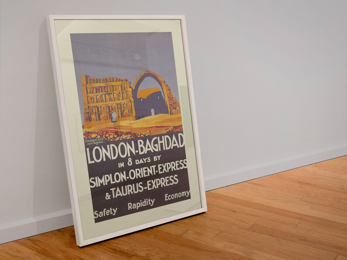 London to Baghdad Vintage Style Train Travel Poster - Image 4