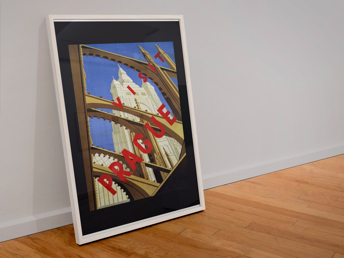 Visit Prague St Vitus Cathedral Buttresses Gothic Travel Poster - Image 4