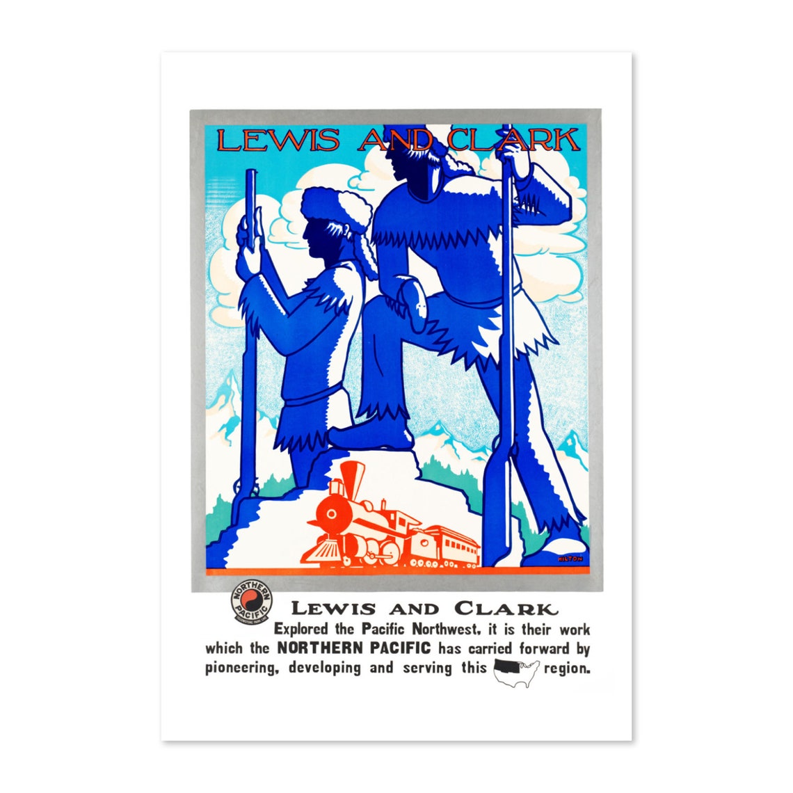 Lewis and Clark Vintage Northern Pacific Railway Explorers Poster