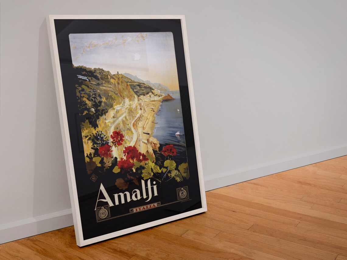 Amalfi Italia Coastal Road Vintage Classic Italian Travel Poster - Image 4