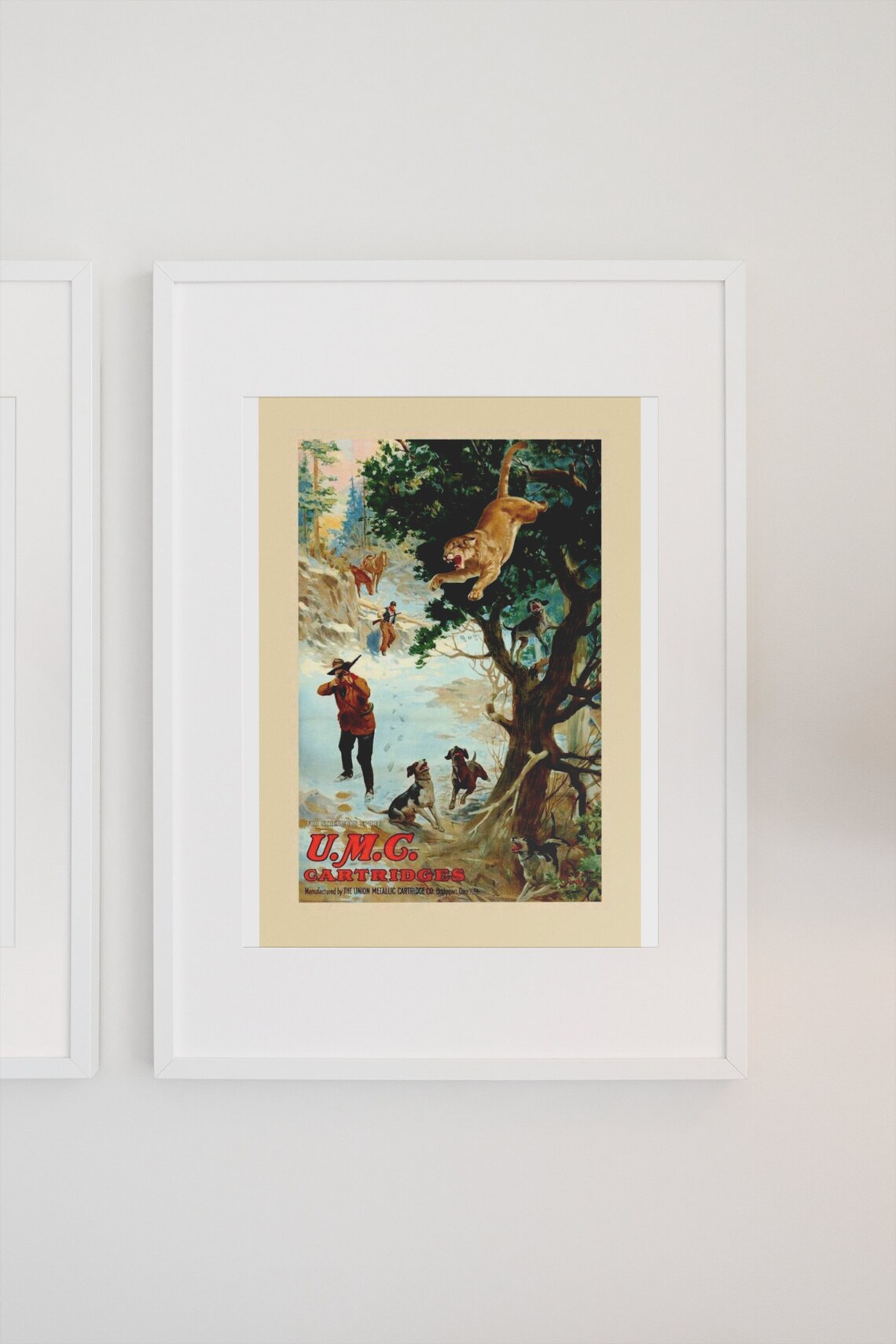 UMC Cartridges Cougar Hunters Hounds Vintage American Hunting Poster - Image 3