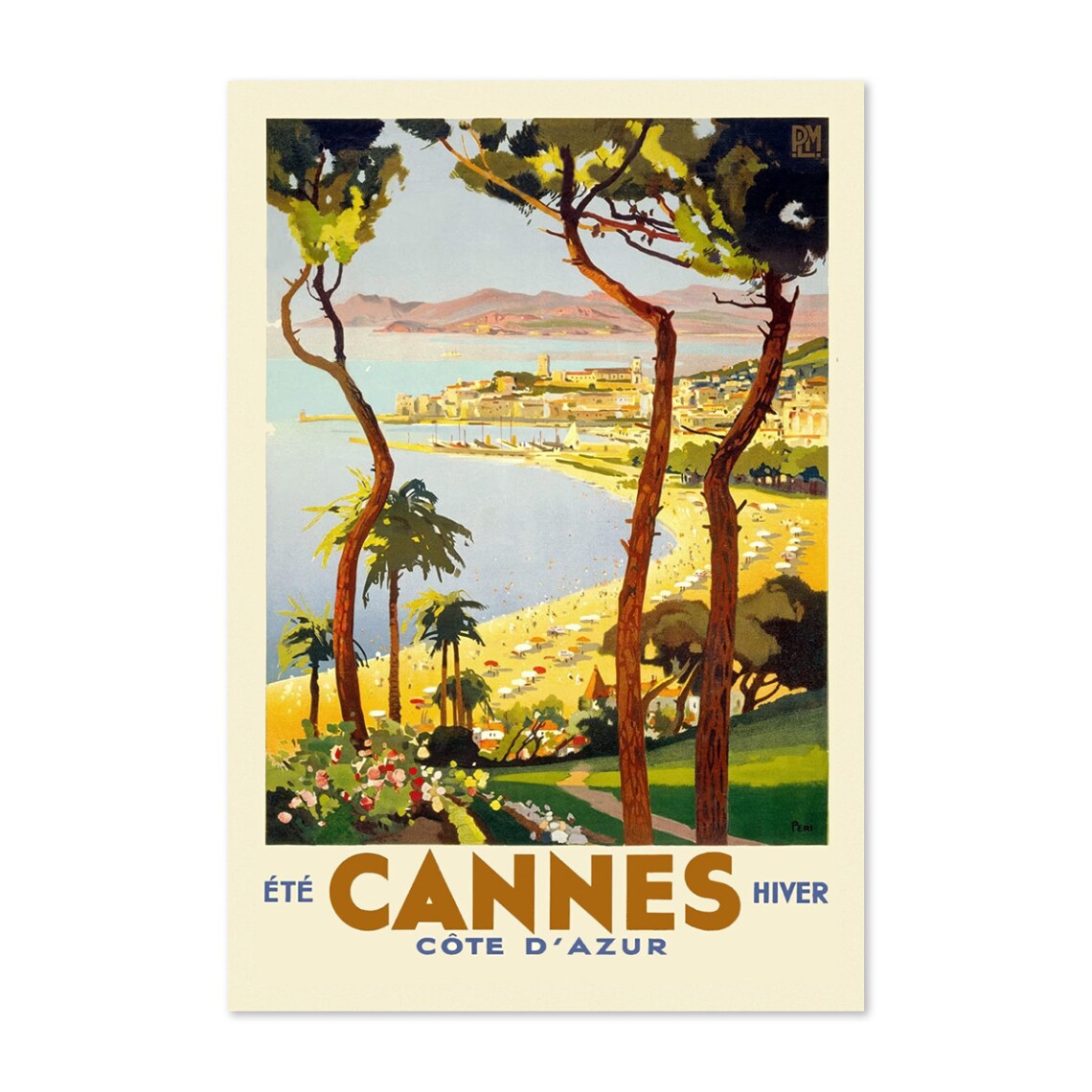 Cannes Cote d'Azur Vintage French Riviera Travel Decor Wall Art