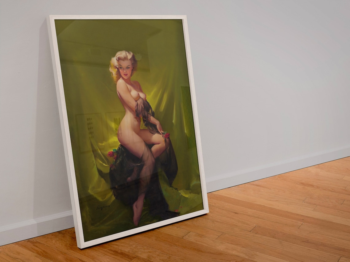 Golden Beauty Vintage Style Elvgren Pin Up Girl Art Print - Image 4