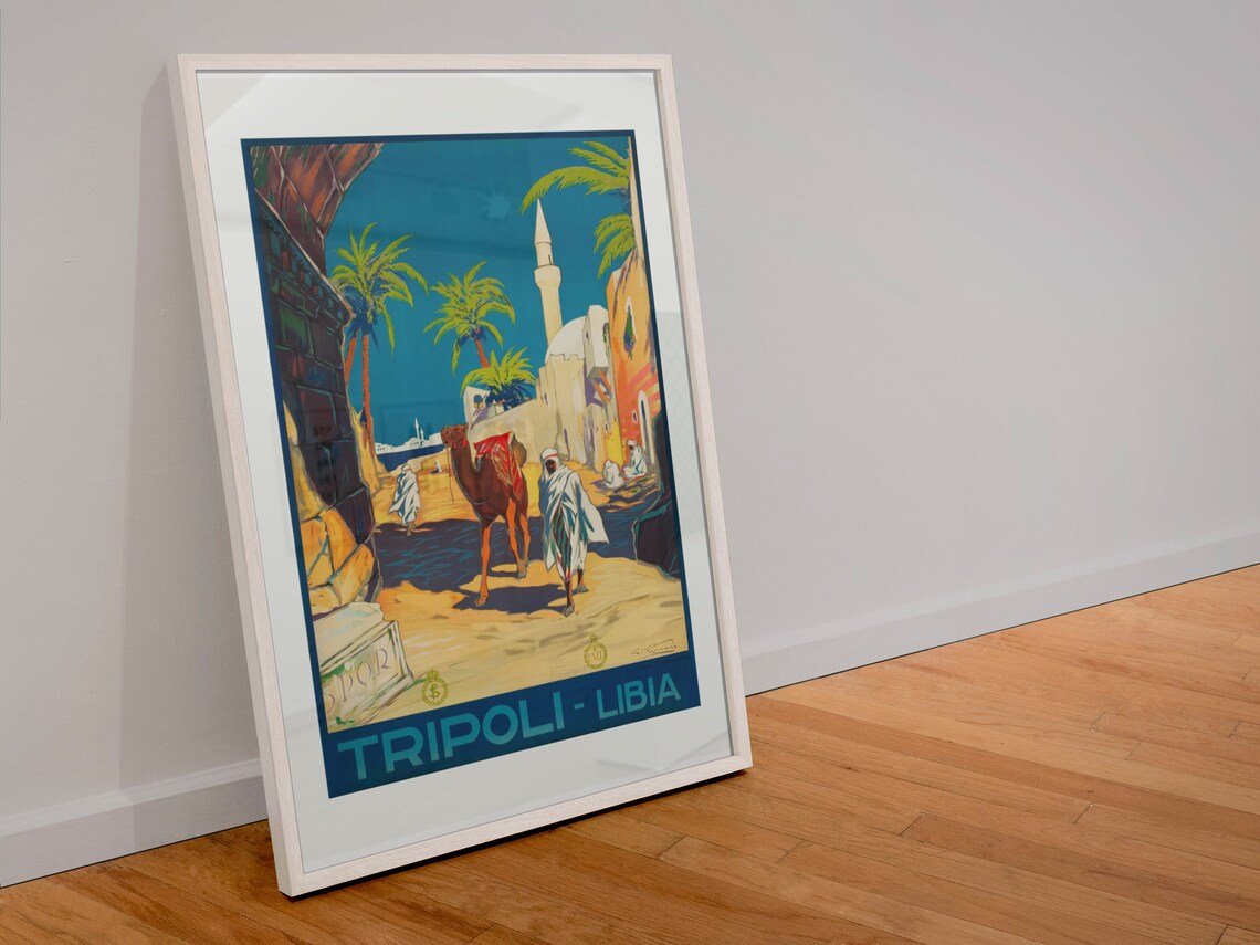 Tripoli Libya Camel Mosque 1920s Italian North Africa Travel Poster - Image 4