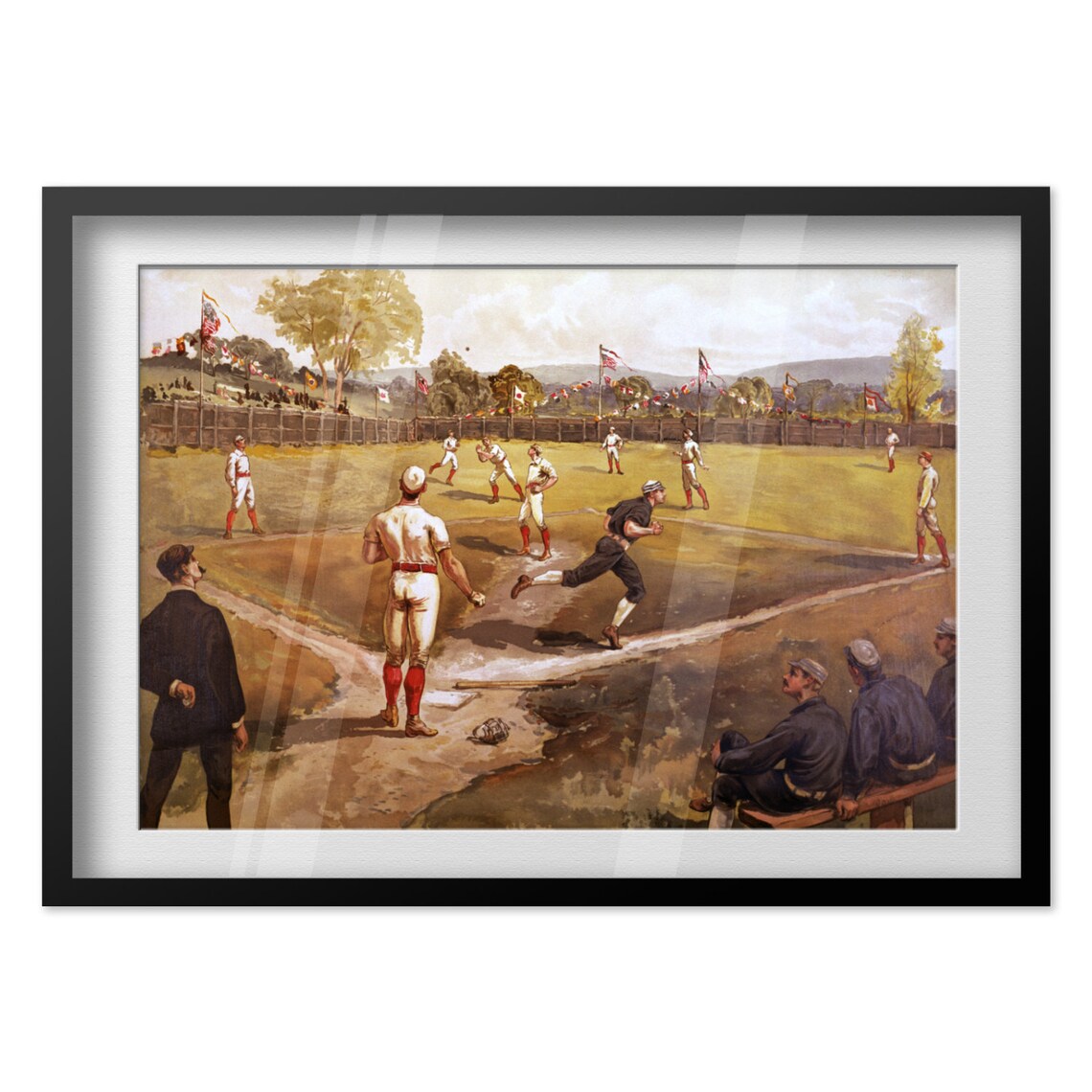 1887 Classic Baseball Game Day Vintage American Sports Poster - Image 4