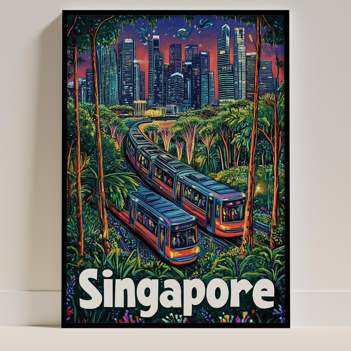 Singapore City Travel Poster, Asia Travel Gift