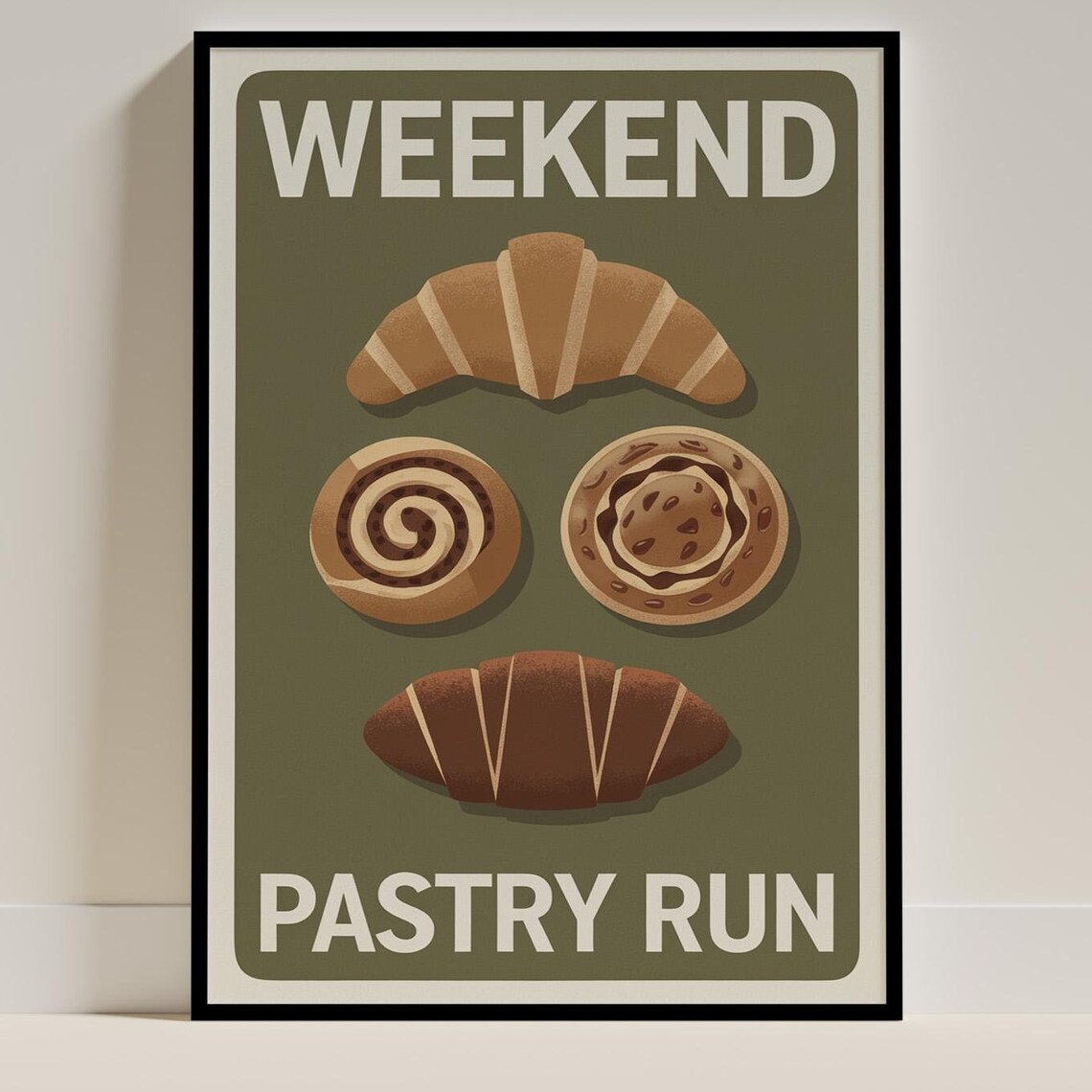 Weekend Pastry Run, Minimalist Kitchen Art Print