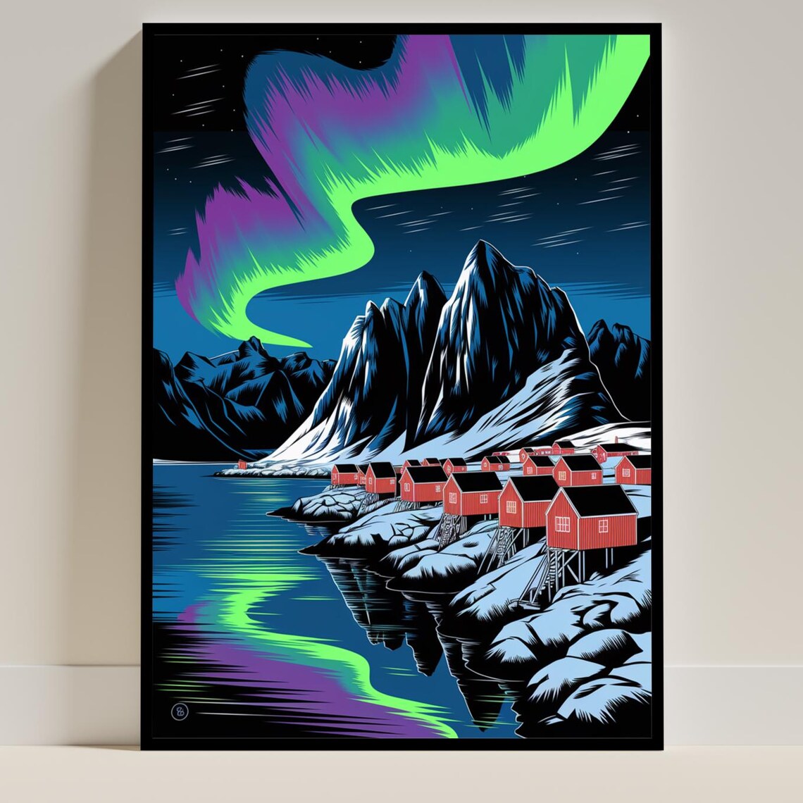 Norway Northern Lights Lofoten Travel Poster