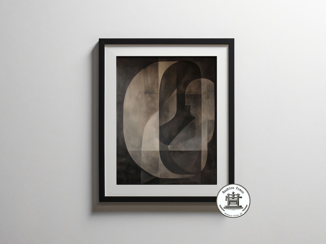 Greige Abstract Geometric Art Overlapping Arches Minimalist Wall Poster