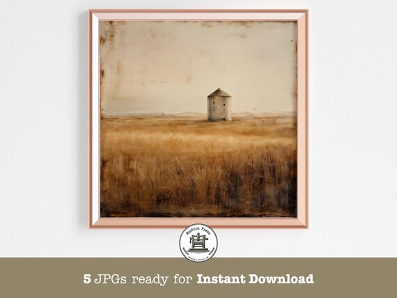 Rustic Farmhouse Silo Print Minimalist Country Landscape 5 Jpgs