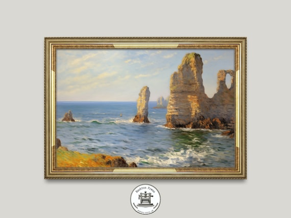 Impressionist White Cliffs Seascape Coastal Oil Painting Poster