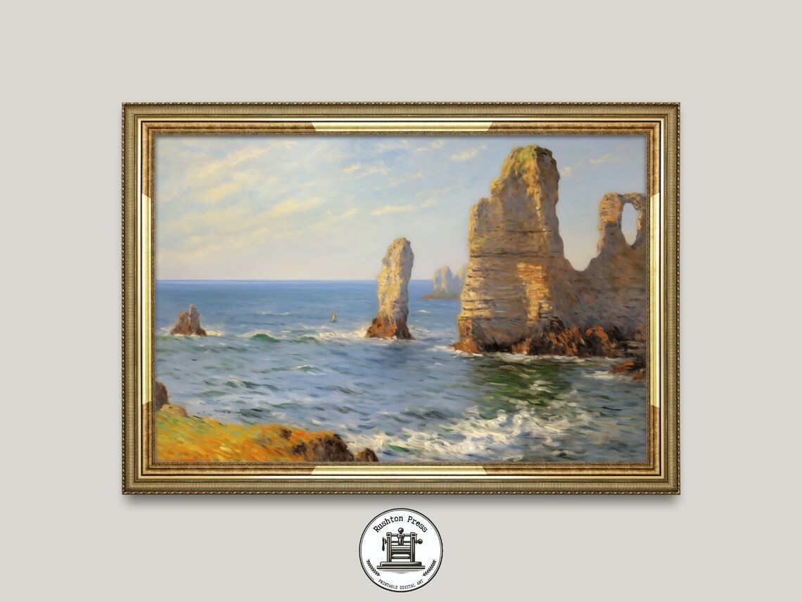 Impressionist White Cliffs Seascape Coastal Oil Painting Poster