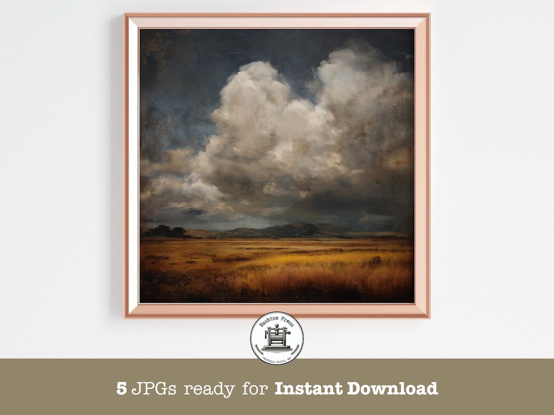 Moody Stormy Sky Landscape, Dark Academia Art Print