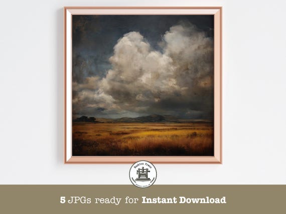 Moody Stormy Sky Landscape, Dark Academia Art Print