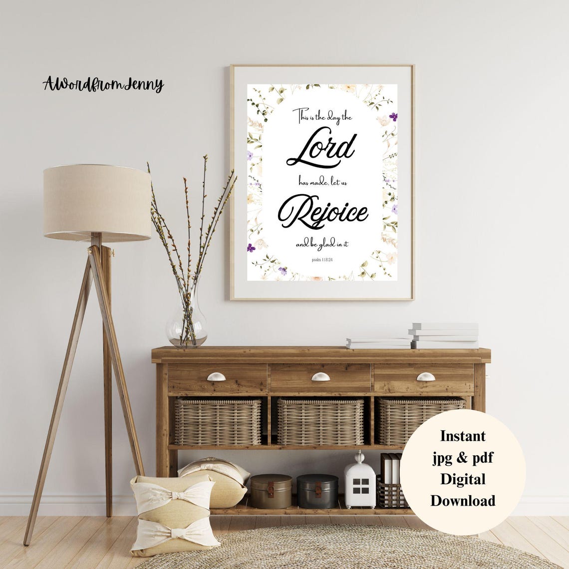 Psalm 11824 This Is The Day The Lord Has Made Scripture Bible Verse Wall Art Home Decor Instant Jpg Pdf Files - Image 2