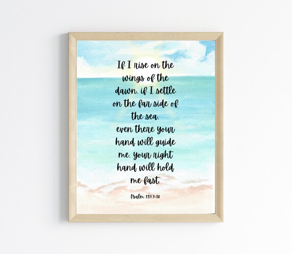 Wings of the Dawn Psalm 139 Ocean Waves Watercolor Scripture Poster