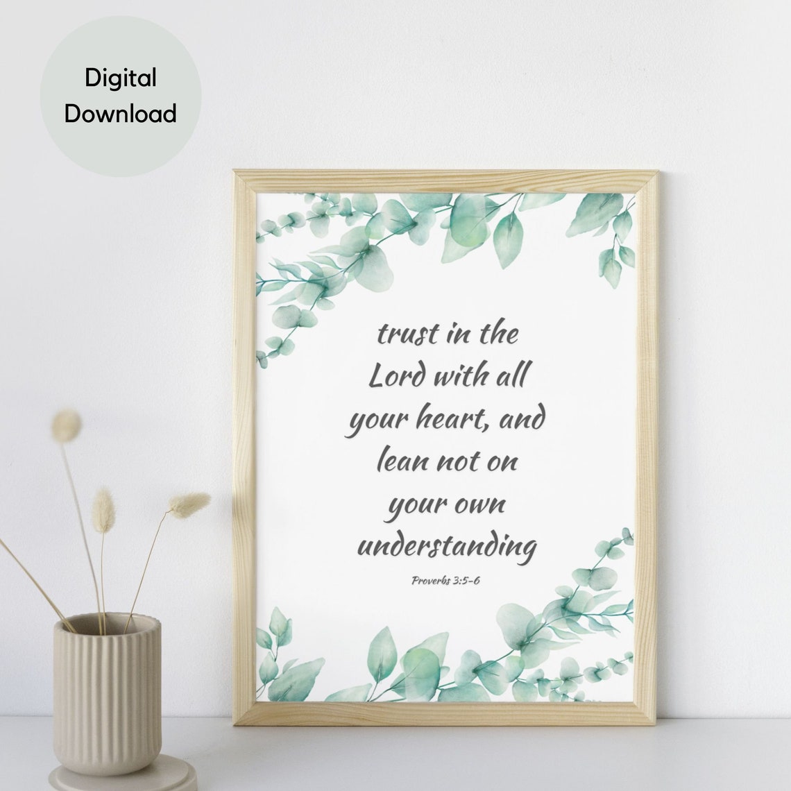 Trust in the Lord With All Your Heart Proverbs 3 5 6 Floral Poster