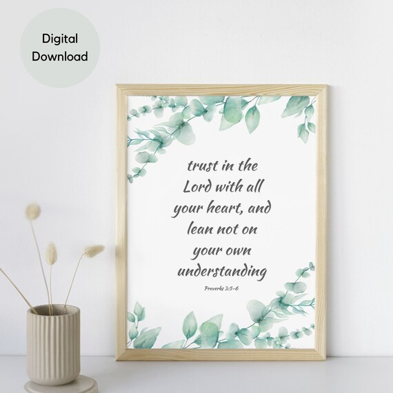 Trust in the Lord With All Your Heart Proverbs 3 5 6 Floral Poster