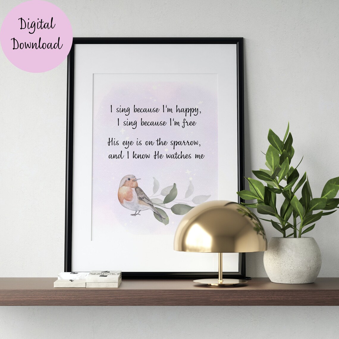 His Eye Is On The Sparrow Christian Hymn Art Print - Image 3