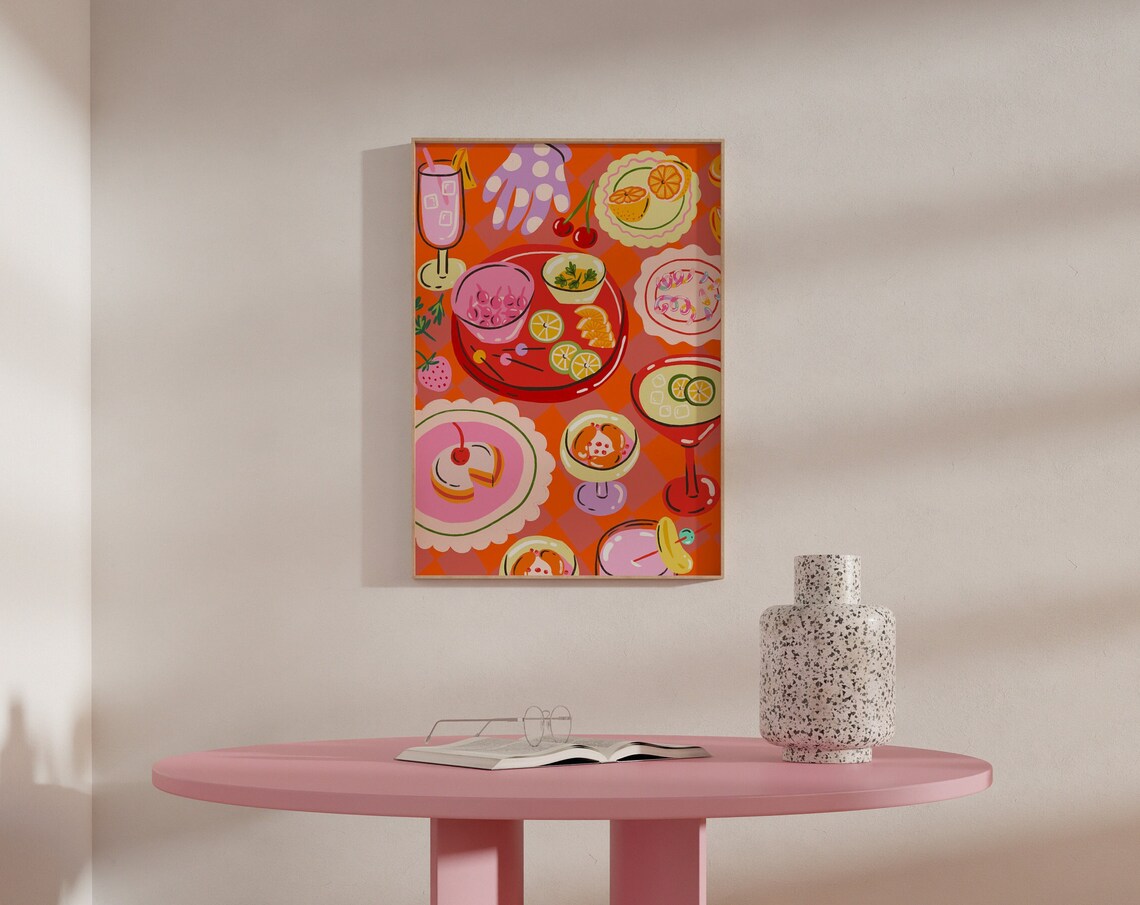 Colorful Food Still Life Art Print, Kitchen Decor