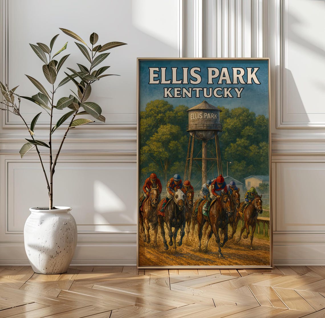 Ellis Park Kentucky Vintage Horse Racing Derby Poster with Jockeys