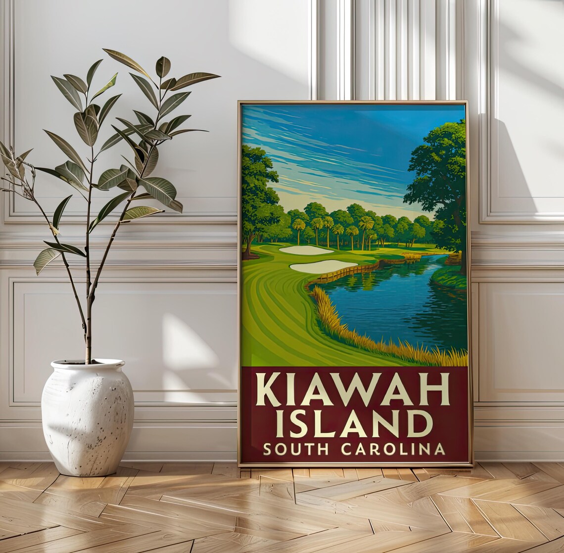 Kiawah Island South Carolina Golf Course Water Palm Tree Poster