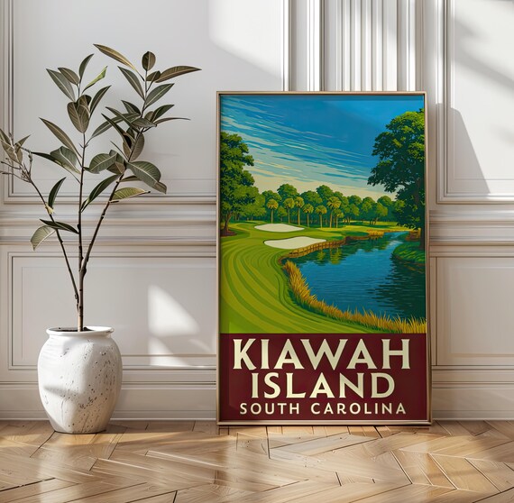 Kiawah Island South Carolina Golf Course Water Palm Tree Poster