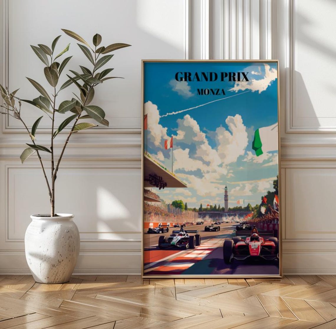 Italian Grand Prix Monza Vintage Formula 1 Racing Art Poster