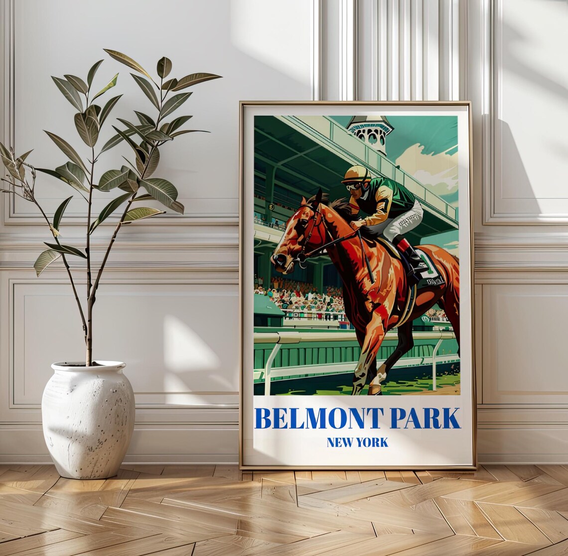 Belmont Park Race Track Vintage New York Travel Poster