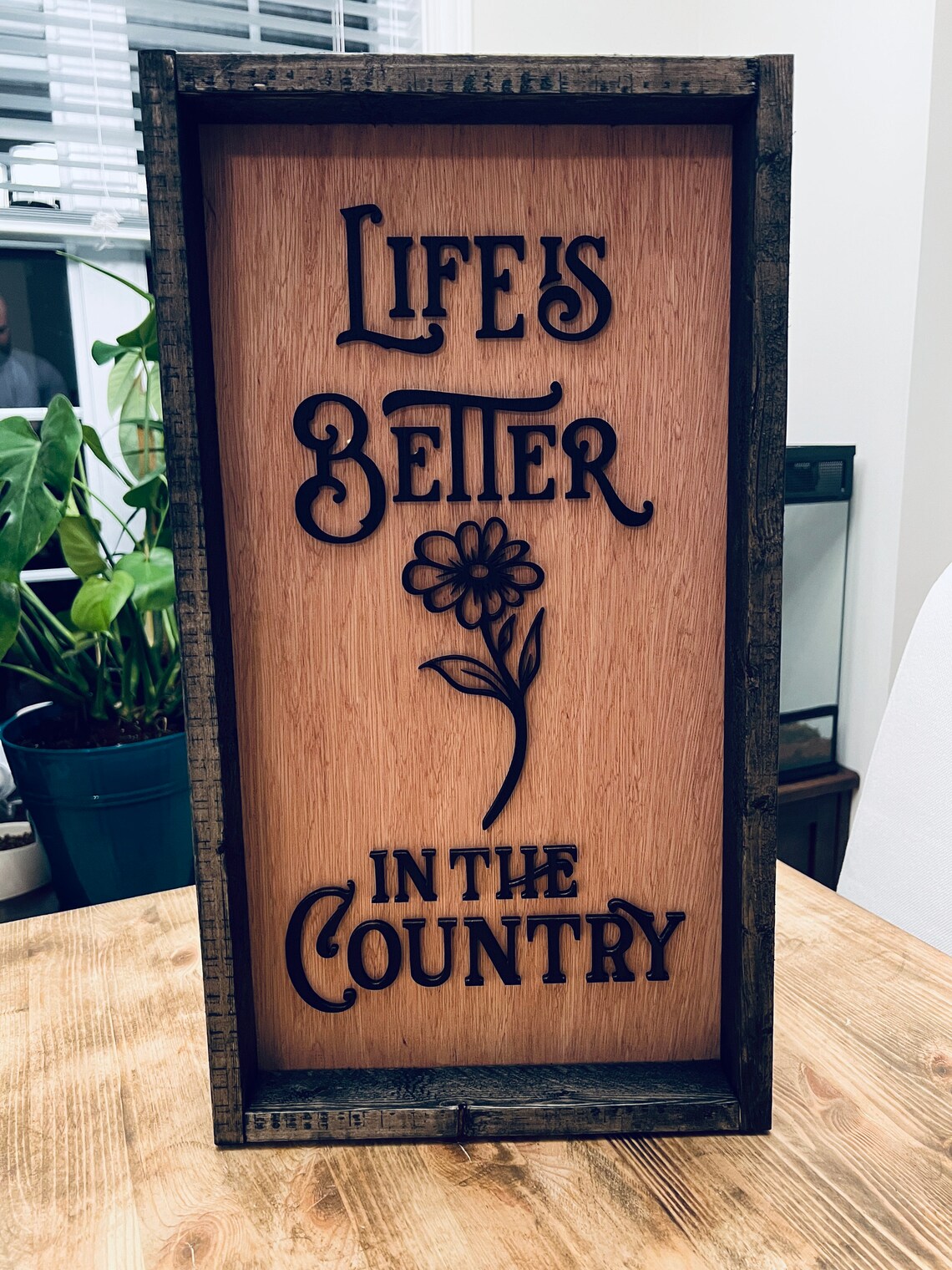 Life Is Better in the Country Flower Rustic Farmhouse Sign Wall Art - Image 3