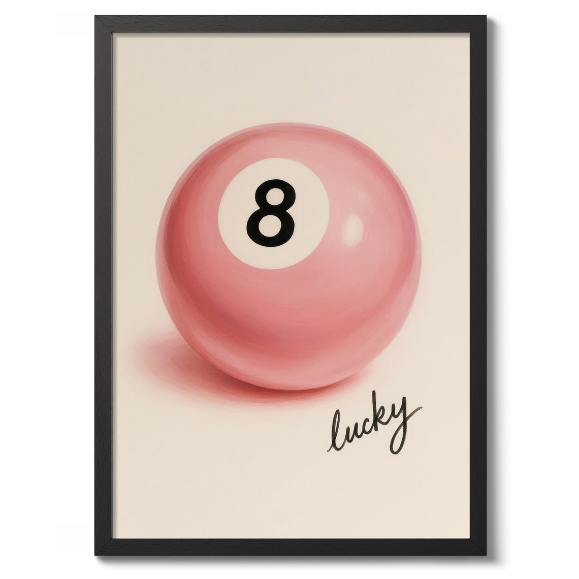 Lucky Pink Number 8 Ball Billiards Retro Modern Art Decor Poster