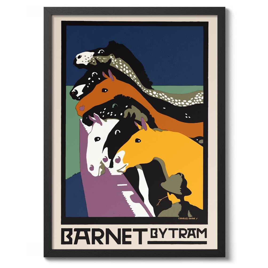 Barnet By Tram Vintage London Travel Horses Charles Paine Poster