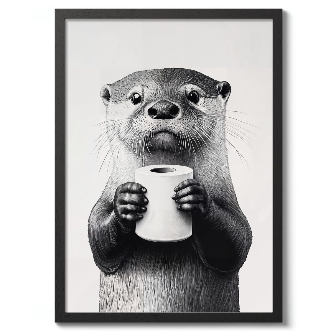 Otterly Absorbant Funny Otter Poster Black White Bathroom Artwork