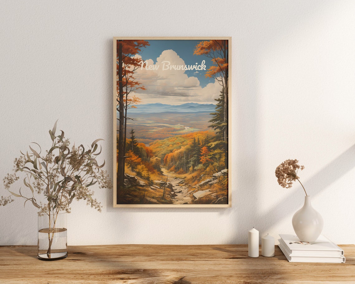 New Brunswick Autumn Mountain Valley Fall Foliage Scenic Poster