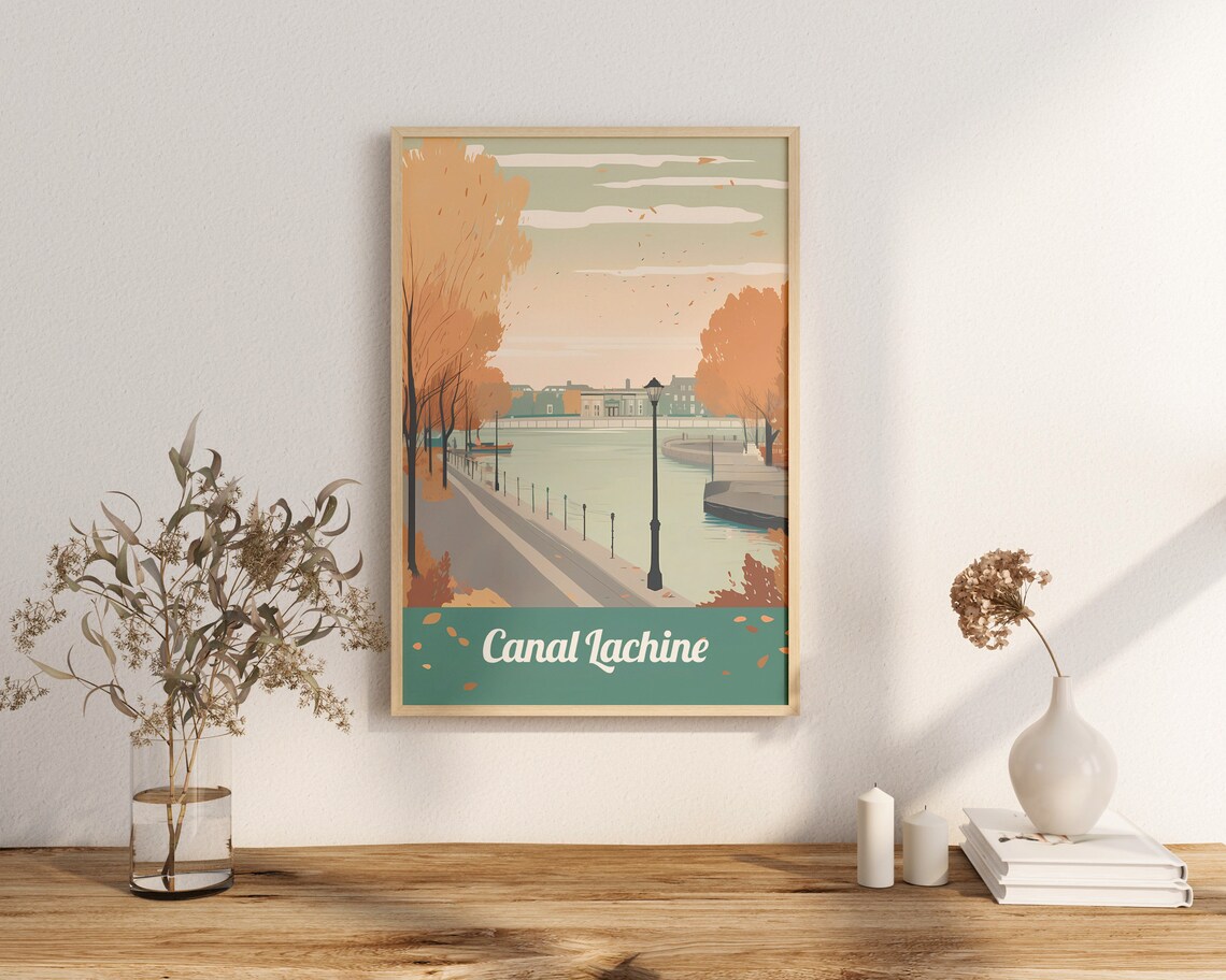 Canal Lachine Montreal Autumn Waterside Path Scenic Travel Poster