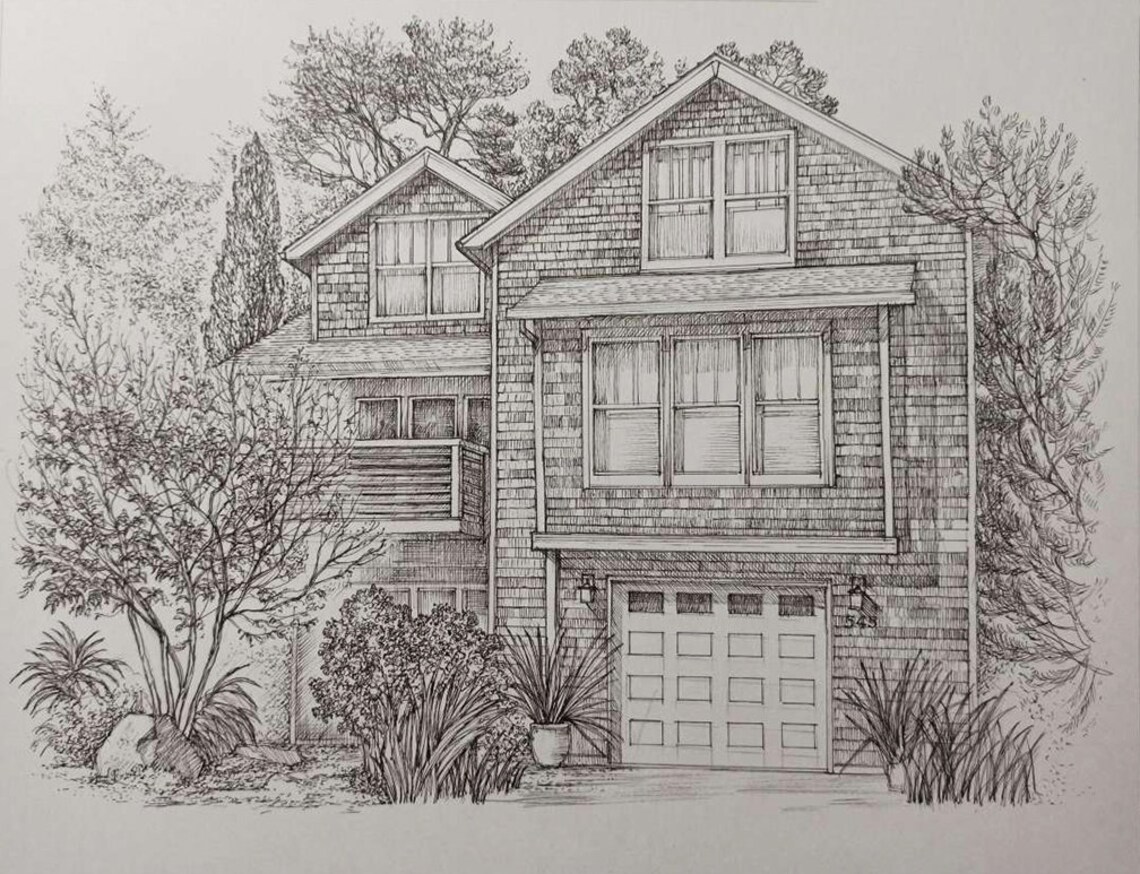 Hand Drawn House Portraits, Personalized Memories - Image 2