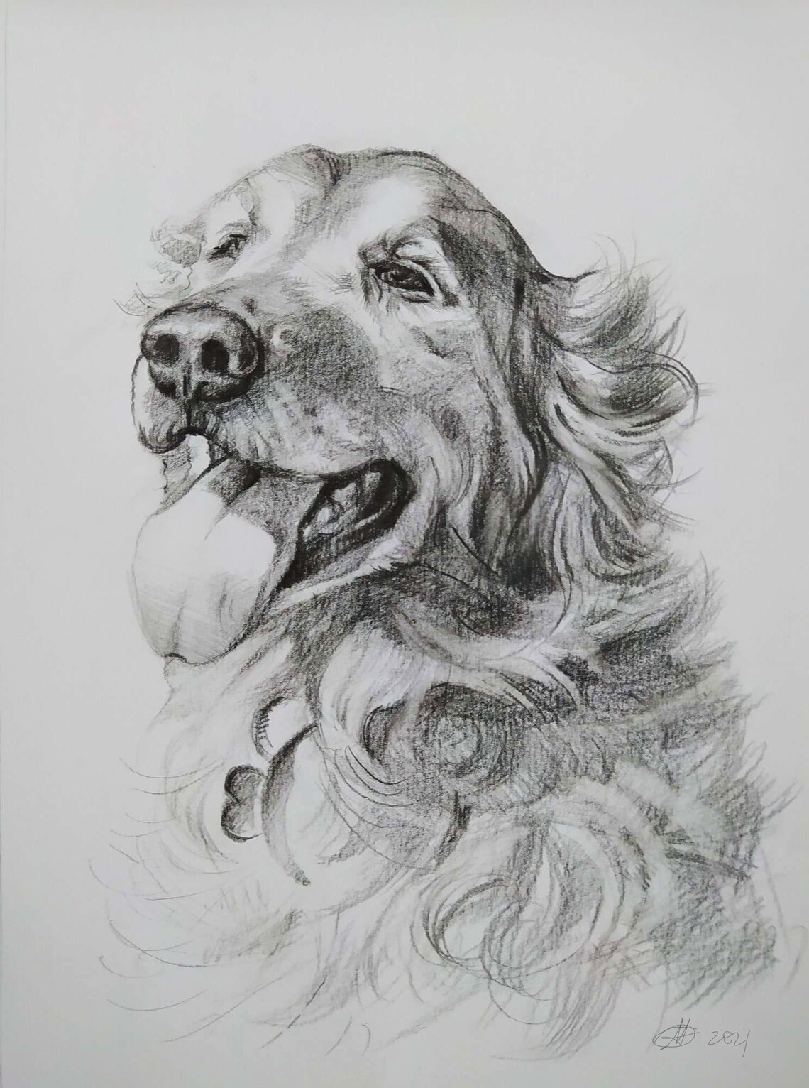 Custom Golden Retriever Pet Portrait Art Print - Image 2