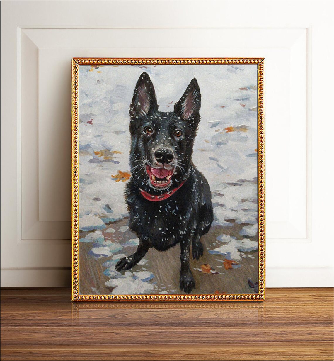 Custom Dog Portrait, Oil Painting Wall Art Print