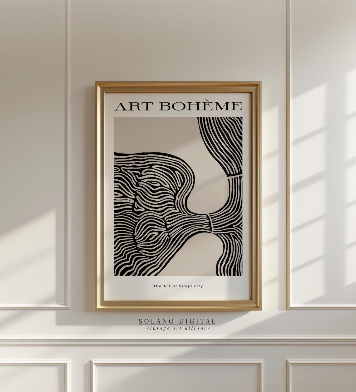 Abstract Boho Line Art Modern Minimalist Wall Decor Black Beige Gallery Poster Bohme Style