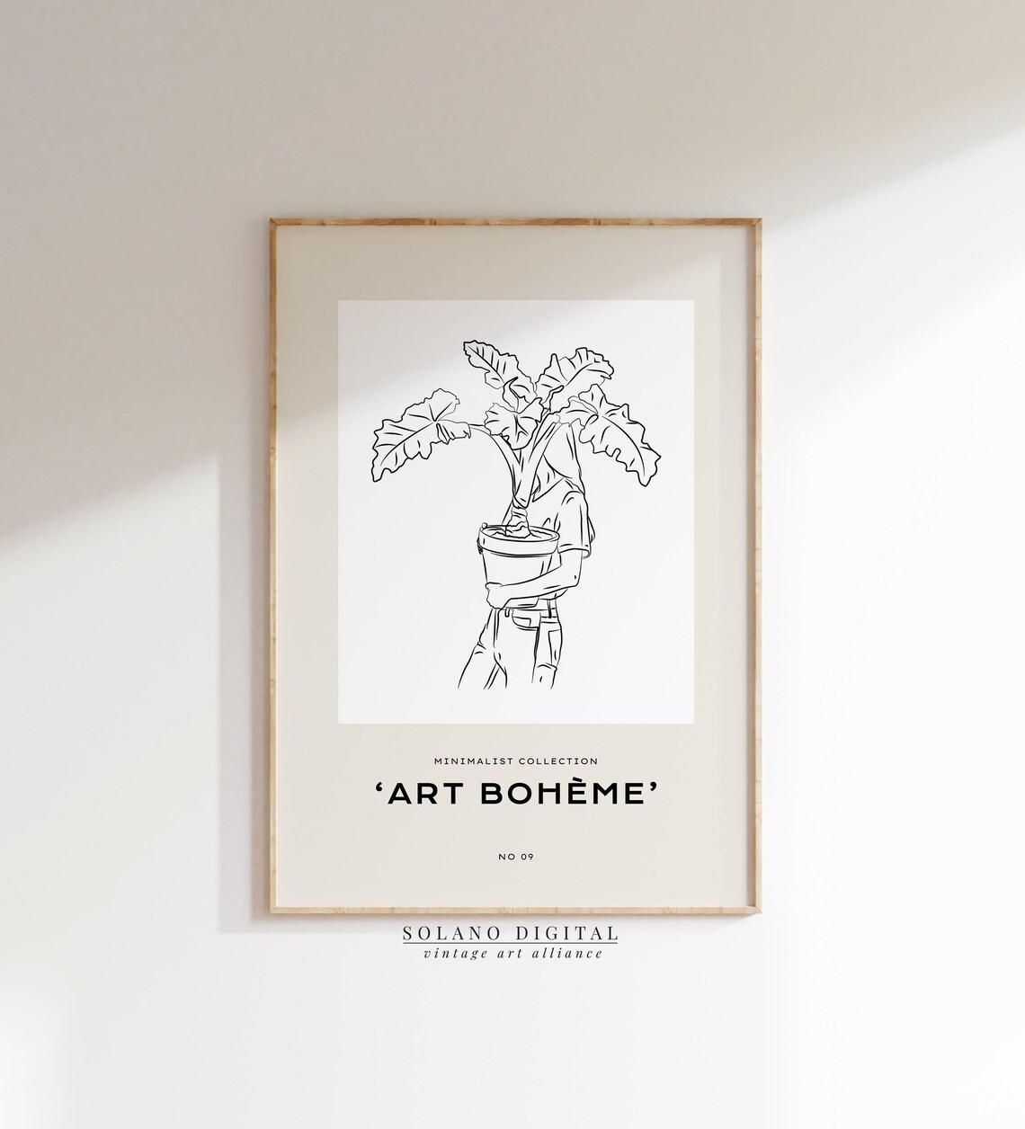 Art Boheme Woman Holding Potted Plant Line Art Minimalist Poster