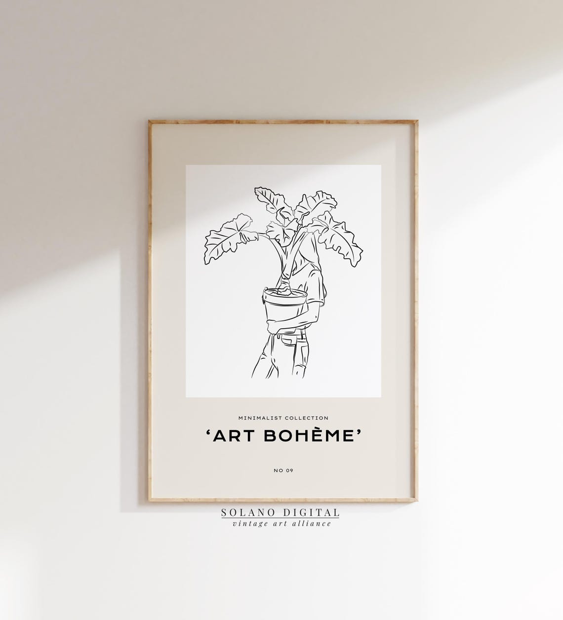 Boho Plant Line Art Print Minimalist Botanical Poster Modern Jungle Wall Decor Black White Artwork