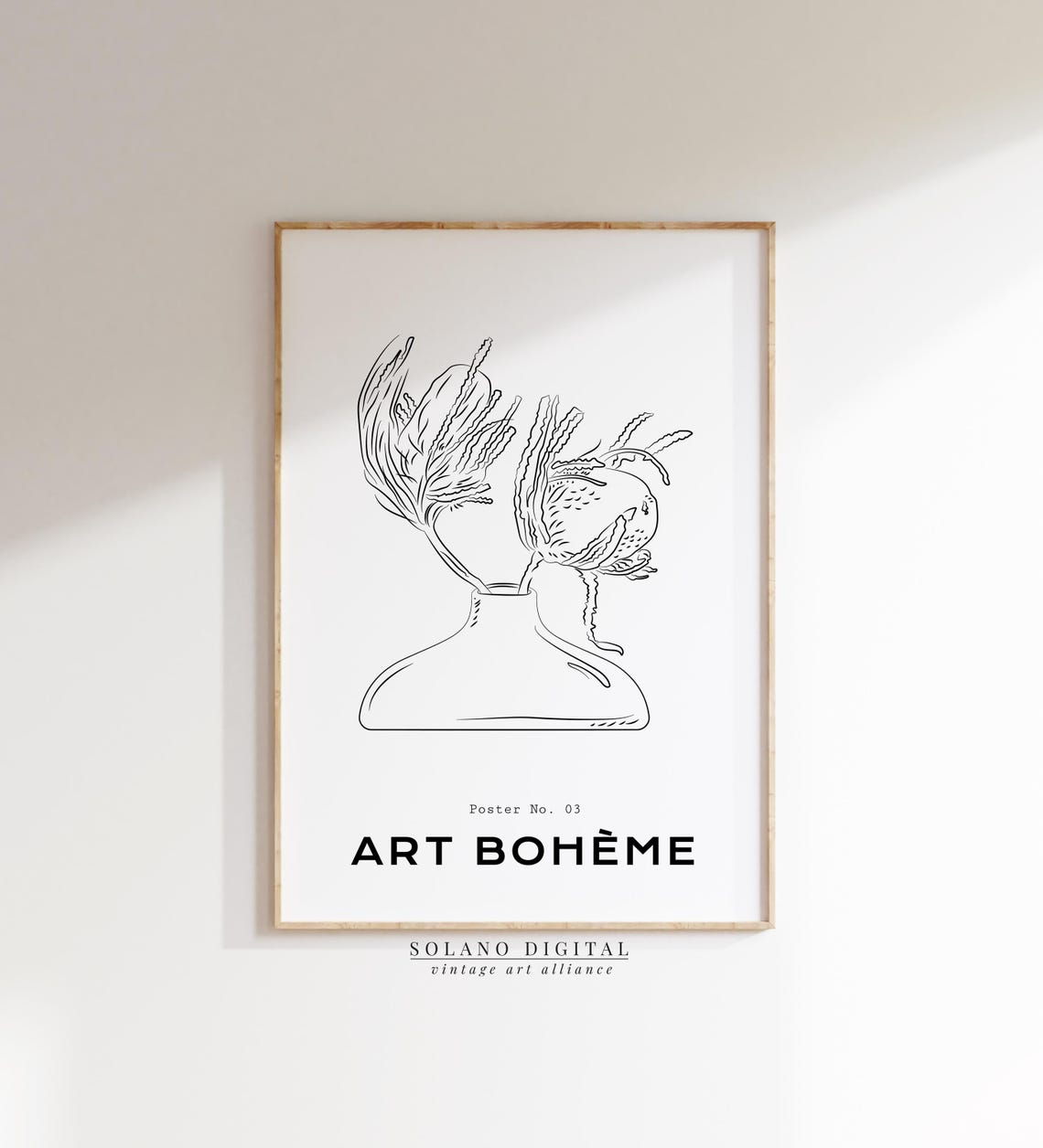 Art Boheme Floral Vase Minimalist Line Art Boho Botanical No 03 Poster