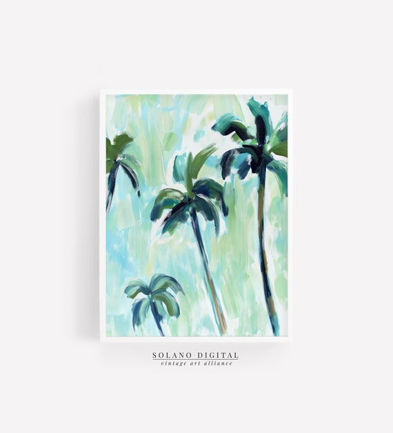 Palm Tree Art Print, Tropical Beach Landscape