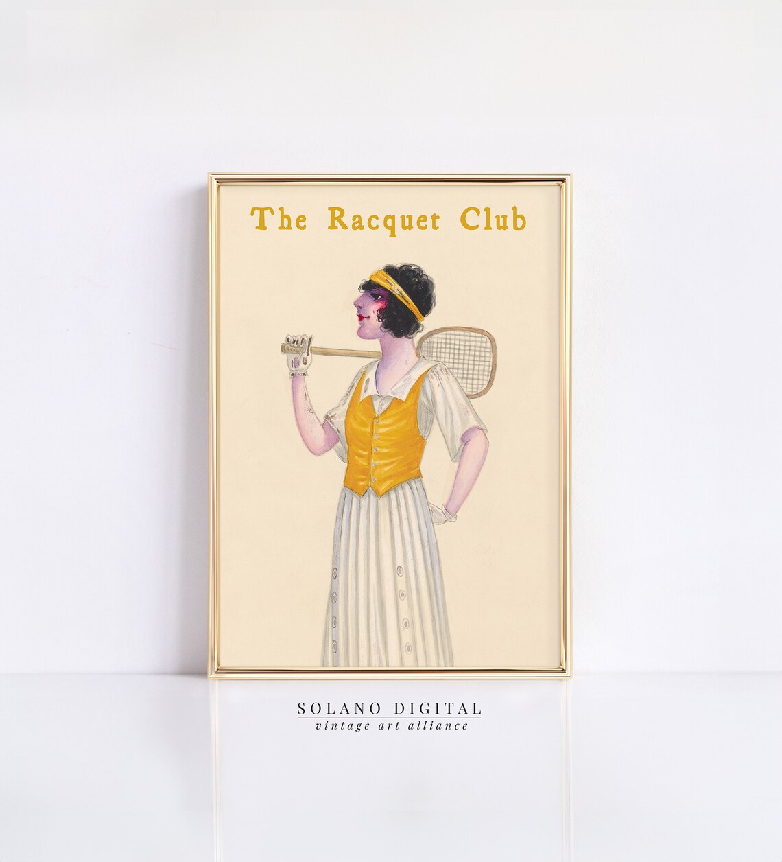 The Racquet Club Vintage 1920s Tennis Lady Illustration Poster