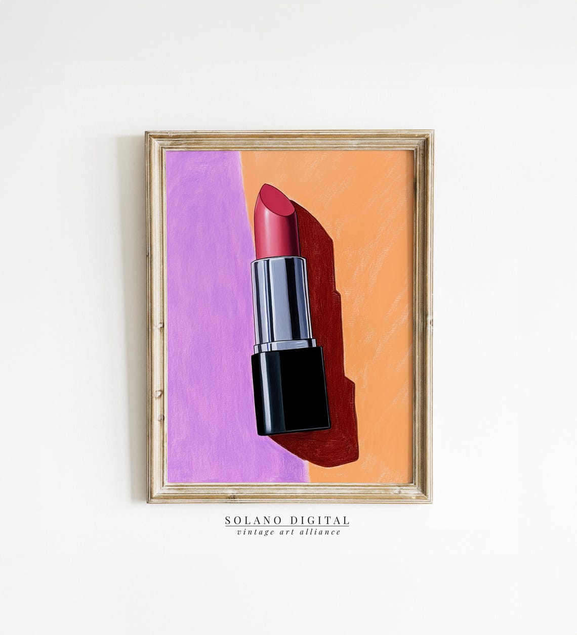 Pop Art Pink Lipstick Makeup Vanity Illustration Coquette Wall Art