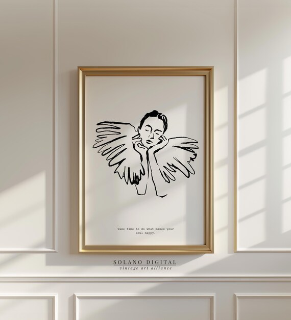 Gentle Woman Dreaming With Angel Wings Self Care Soul Quote Poster